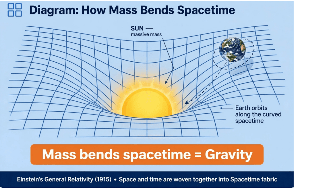 Diagram: How Mass Bends Spacetime